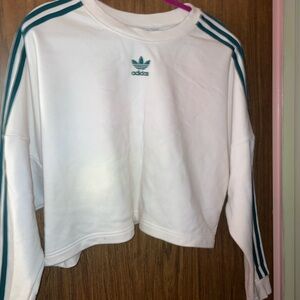 Adidas White Sweatshirt with Teal Accents
